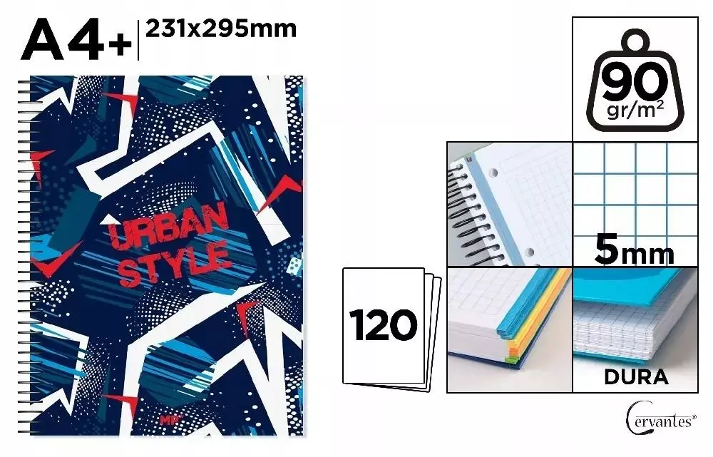 Notatnik A4/120K kołowy kratka urban style - Książki