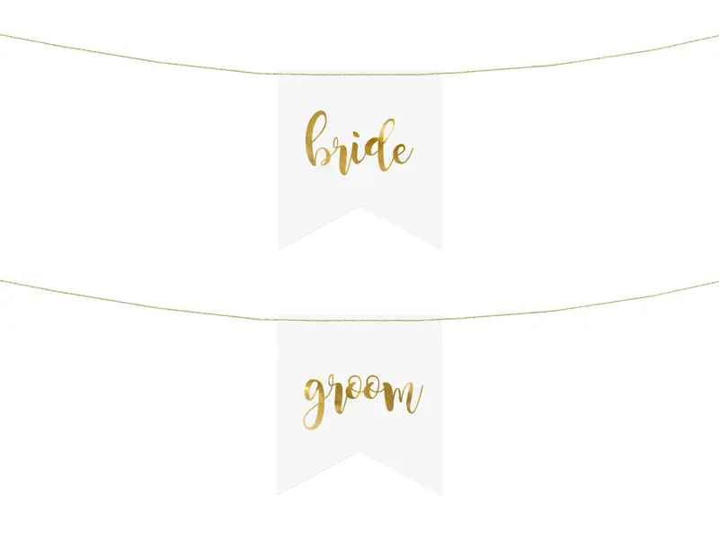Zawieszki na krzesła - Bride Groom, złoty (1 op. / 2 szt.) - Papiernicze i szkolne