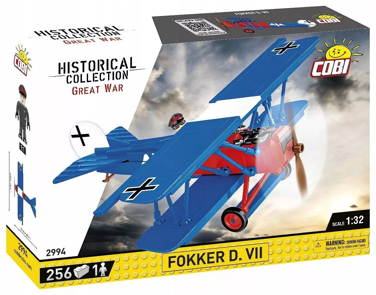 Klocki COBI 2994 Samolot Fokker D. VII figurka Rudolfa Bertholda! - Zabawki