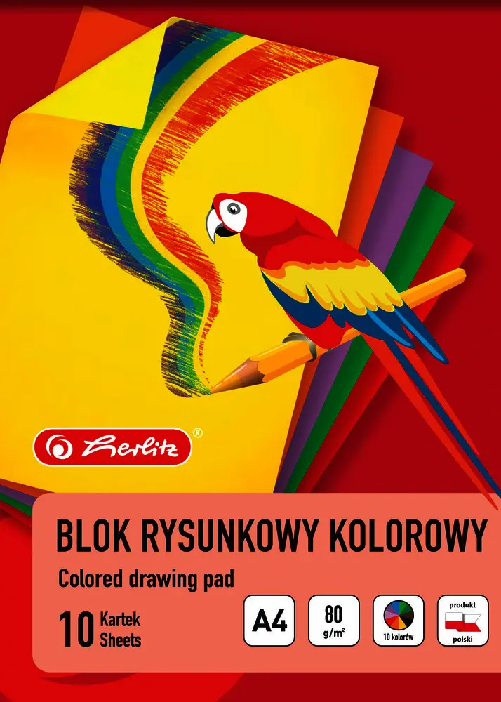 Blok rysunkowy Herlitz A4 10 kartek 80g Kolorowy - Papiernicze i szkolne