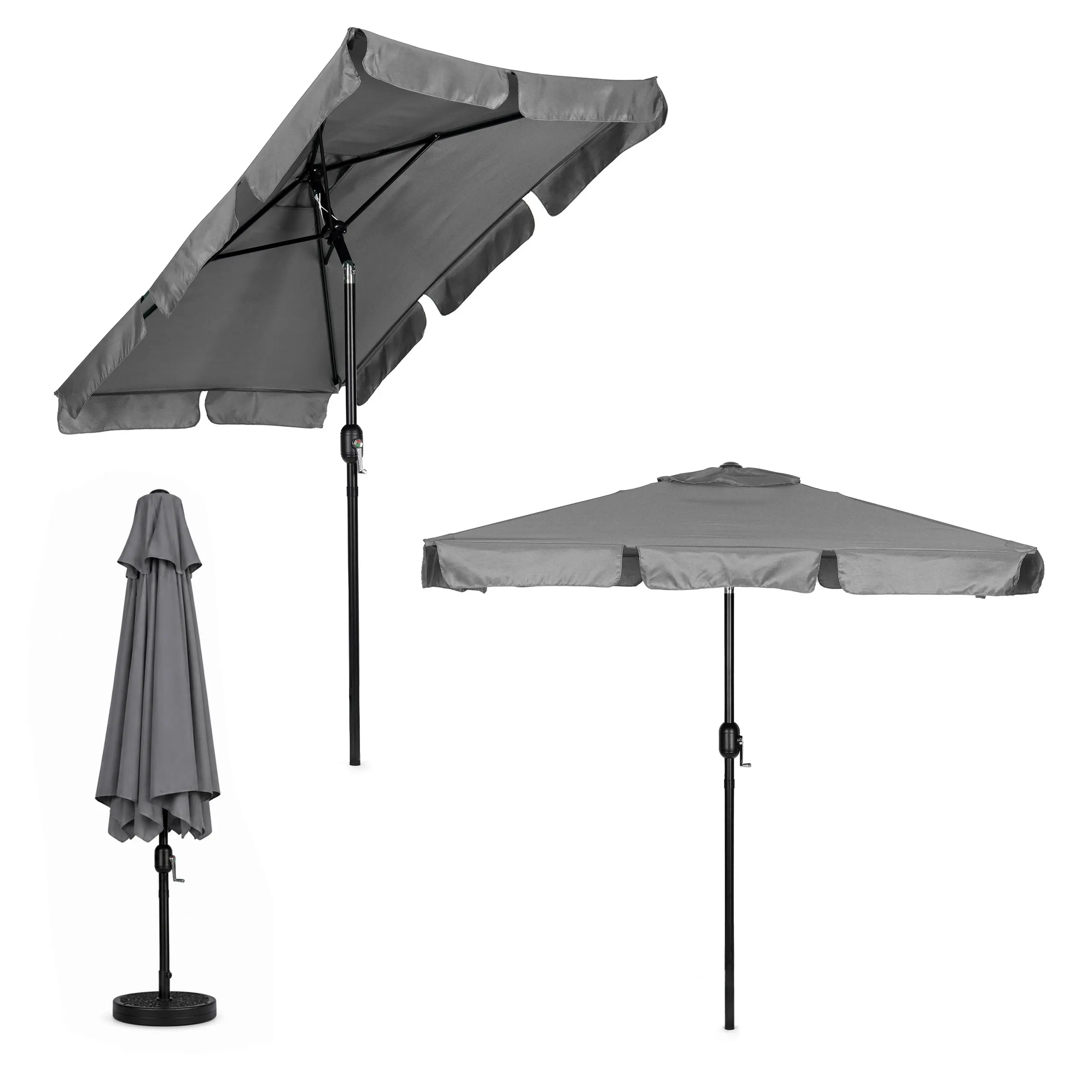 Prostokątny duży parasol ogrodowy skośny łamany z korbą szary 200x130 cm MultiGarden - Elektronika i akcesoria