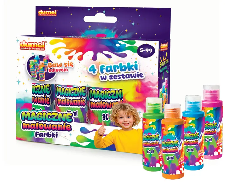 DUMEL MAGICZNE MALOWANIE FARBKI FARBY KOLOROWE 4X60ML - Zabawki