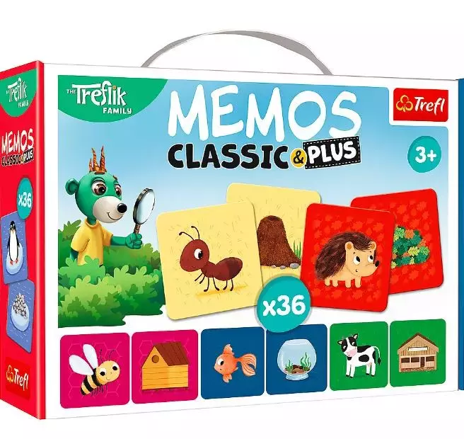 Memos Classic&plus Zwierzęta i ich domki. Rodzina Treflików gra 02333 Trefl - Gry