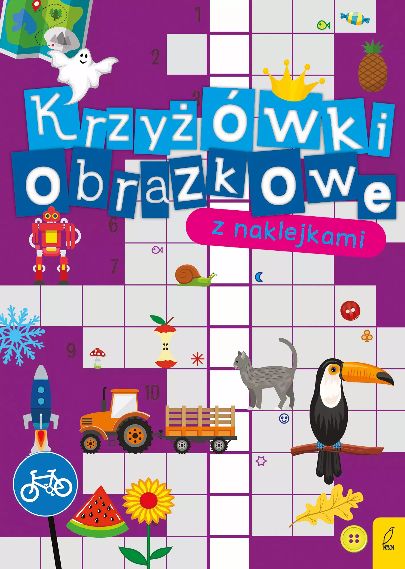 Krzyżówki obrazkowe z naklejkami - Książki