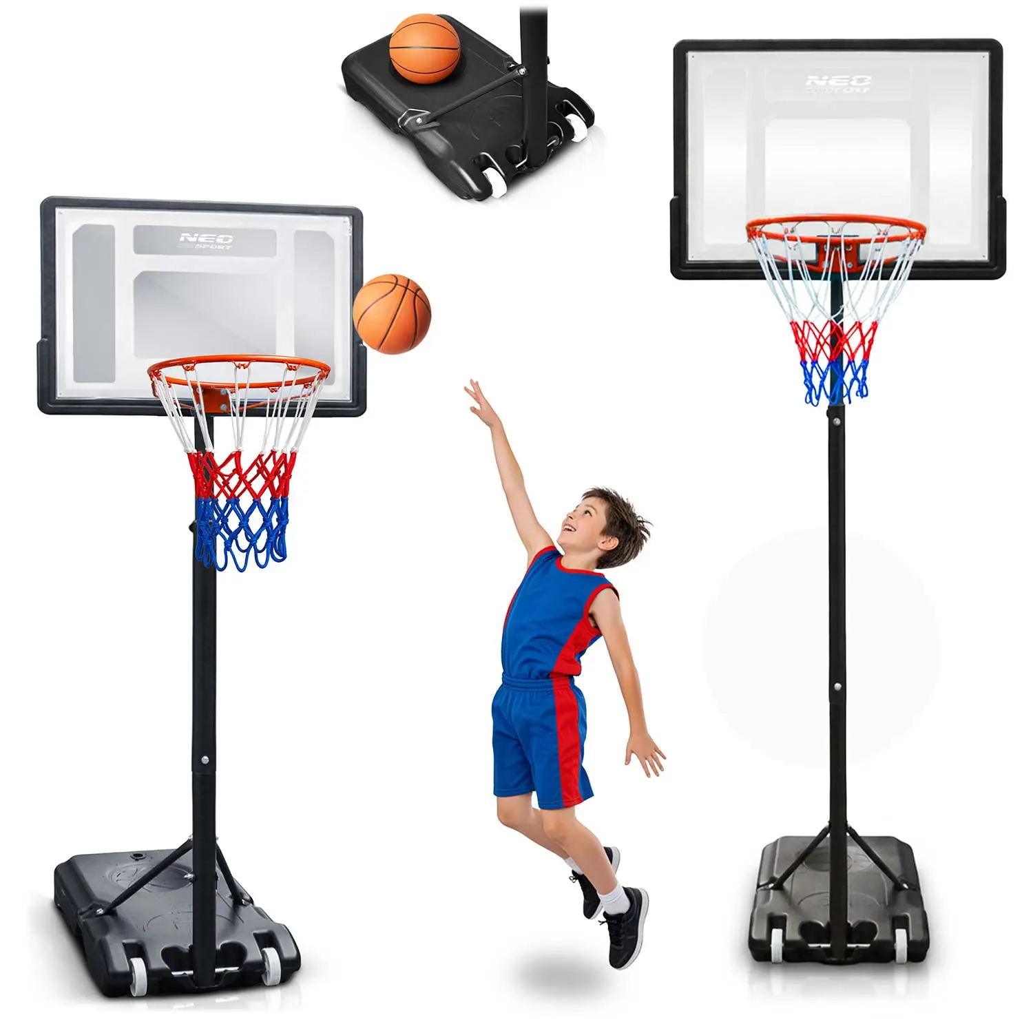 Kosz do koszykówki 150-210cm regulowany duży stabilny wolnostojący Neo-Sport NS-280 - Elektronika i akcesoria