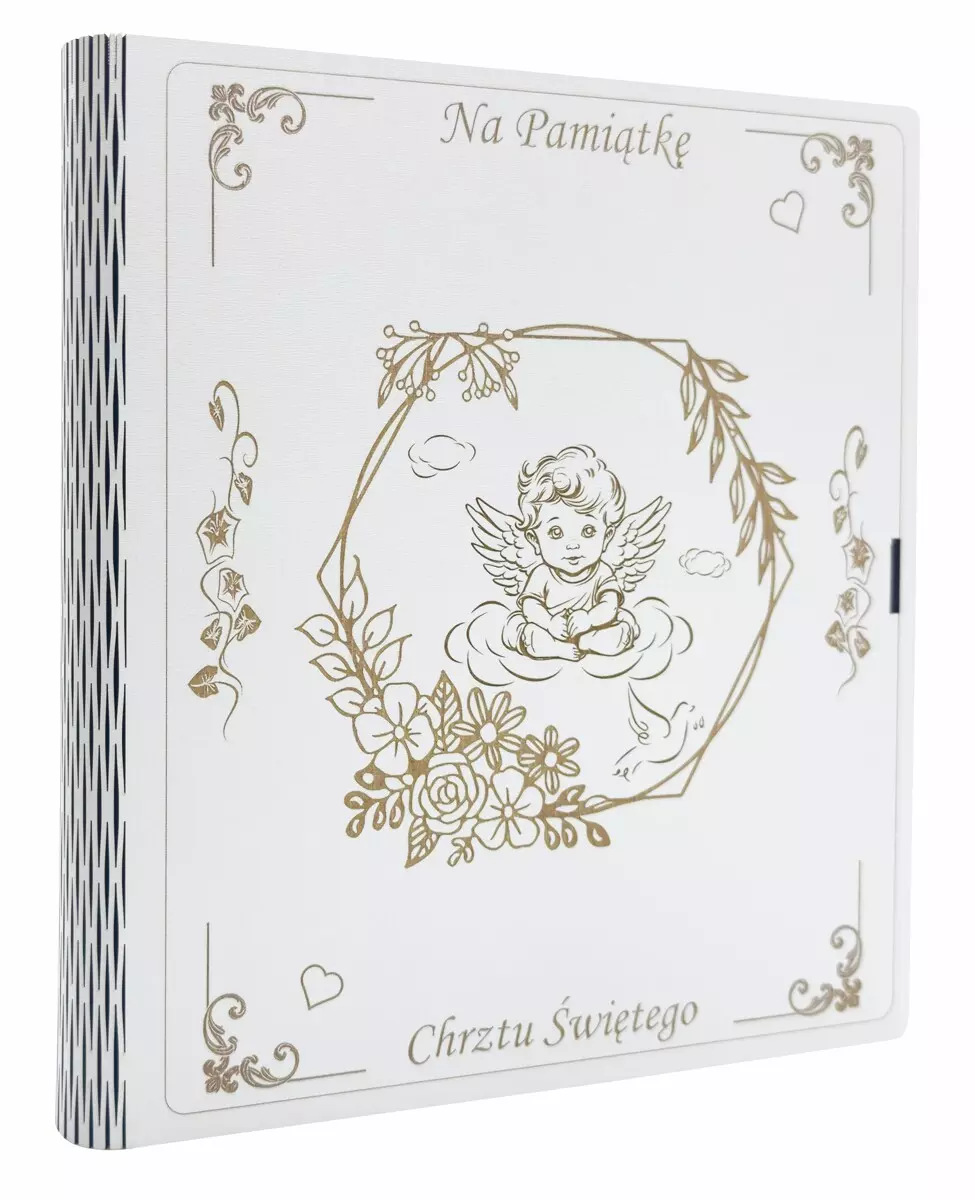 Biblia w pudełku. Pamiątka Chrztu świętego, złota, aniołek - Książki