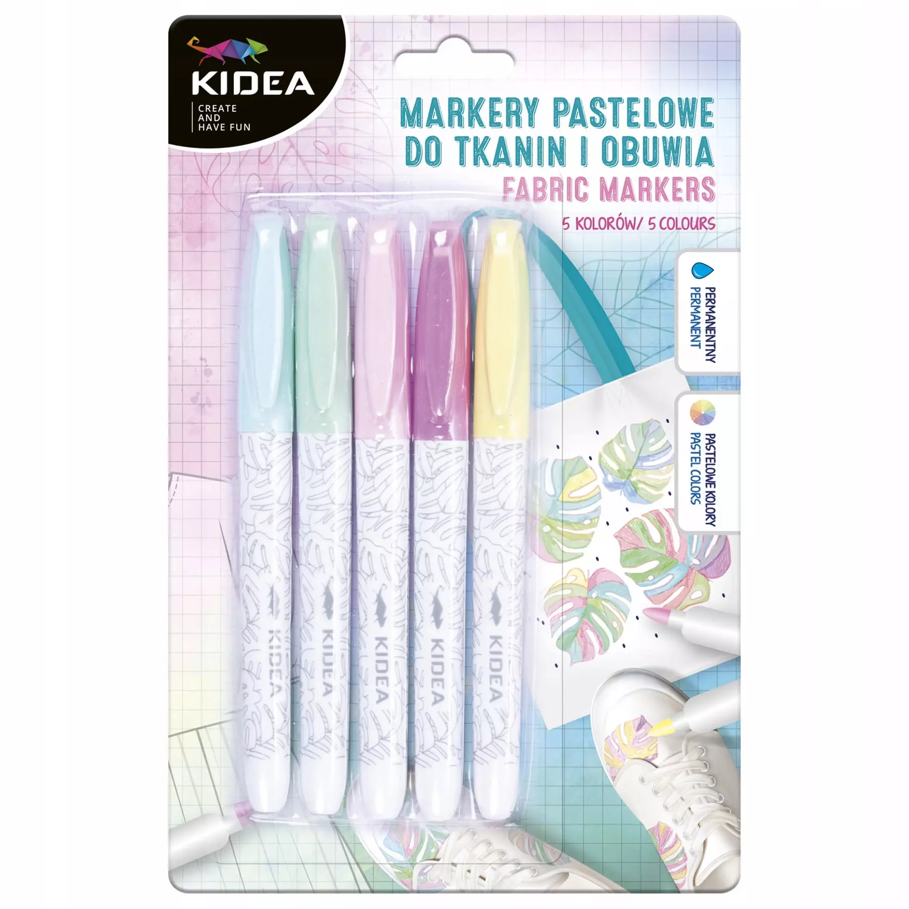 Markery do obuwia i tkanin, pastel, 5 kolorów - Papiernicze i szkolne