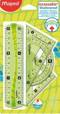 Zestaw geometryczny  elastyczny z gumowymi elementami Flex Mini, mix kolorów - Papiernicze i szkolne
