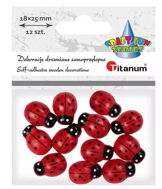 Drewniane biedronki samoprzylepne 3D, 12 sztuk - Papiernicze i szkolne