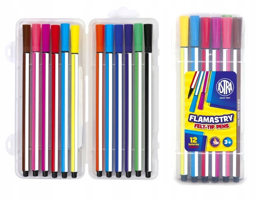 Flamastry heksagonalne, 12 kolorów - Papiernicze i szkolne
