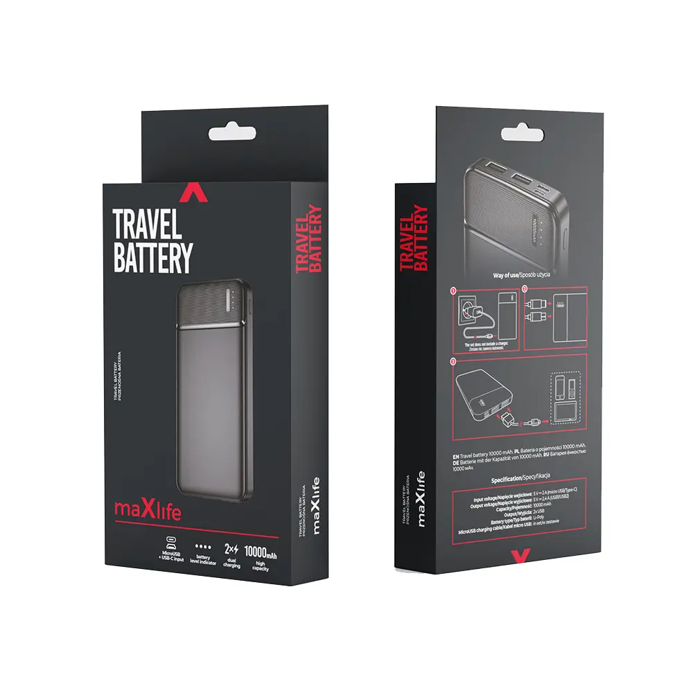 Maxlife power bank MXPB-01 10000 mAh czarny - Elektronika