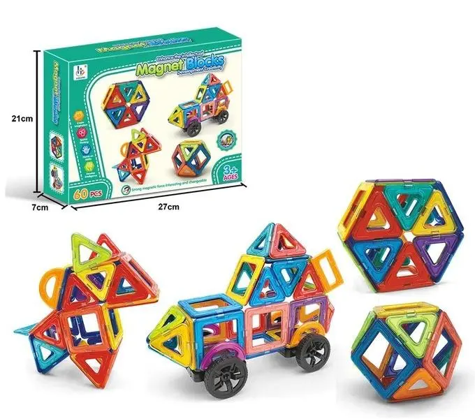 Klocki magnetyczne 60el - Zabawki