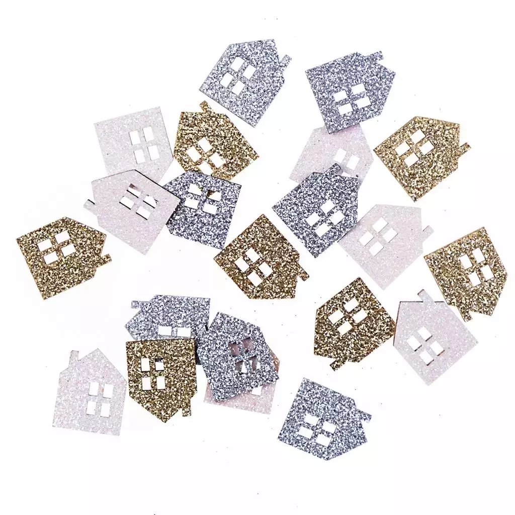 Drewniane brokatowe domki 1,7x2,2cm 21szt - Książki