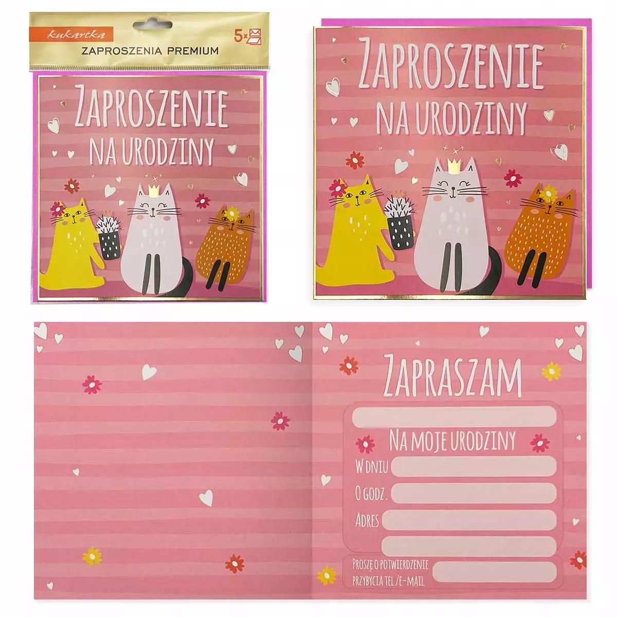 Zaproszenie Urodziny 5szt - Impreza