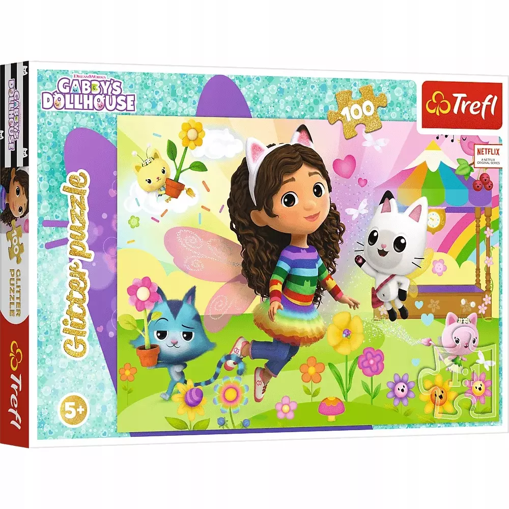 Puzzle Glitter 100 elementów. Koci Domek Gabi - Puzzle