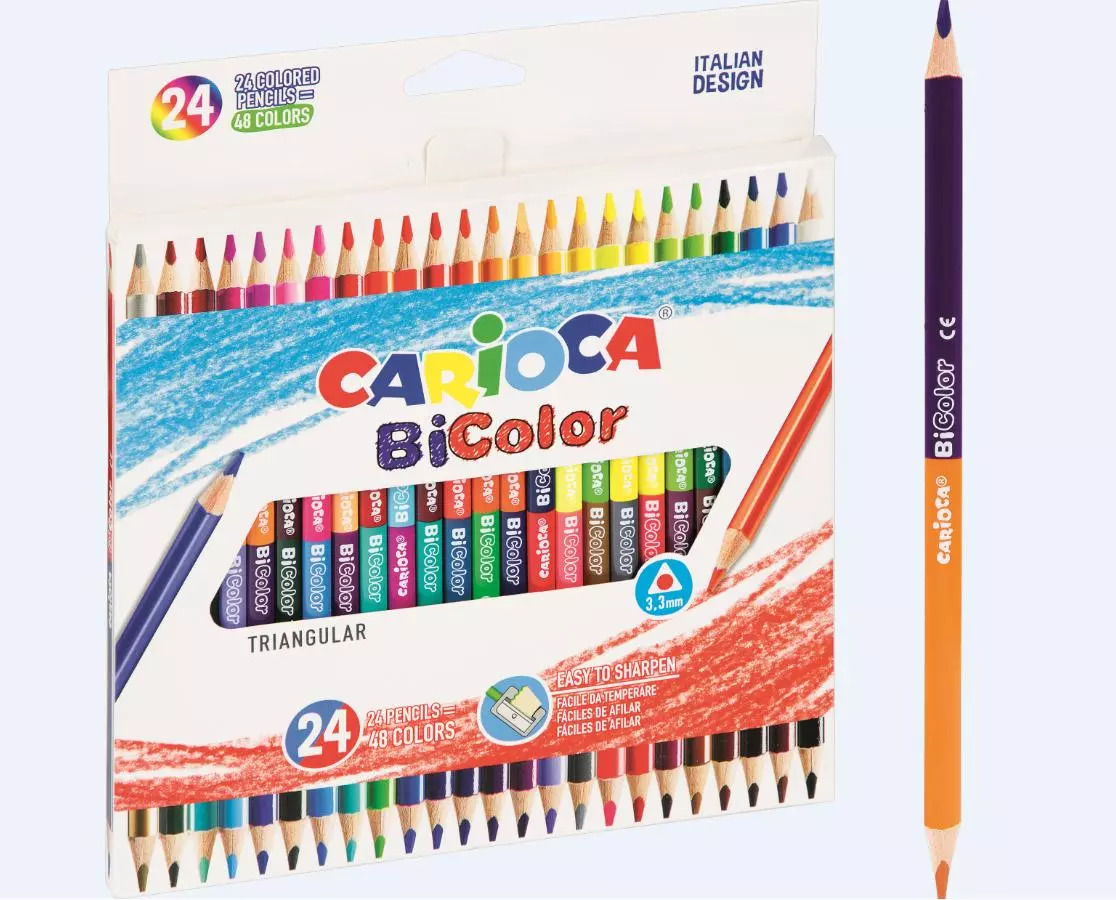 Kredki ołówkowe trójkątne BiColor 24/48 CARIOCA - Papiernicze i szkolne