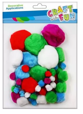 Craft with Fun Ozdoba dekoracyjna Pompon Akryl 60szt Mix Pbh 12/144 - Papiernicze i szkolne