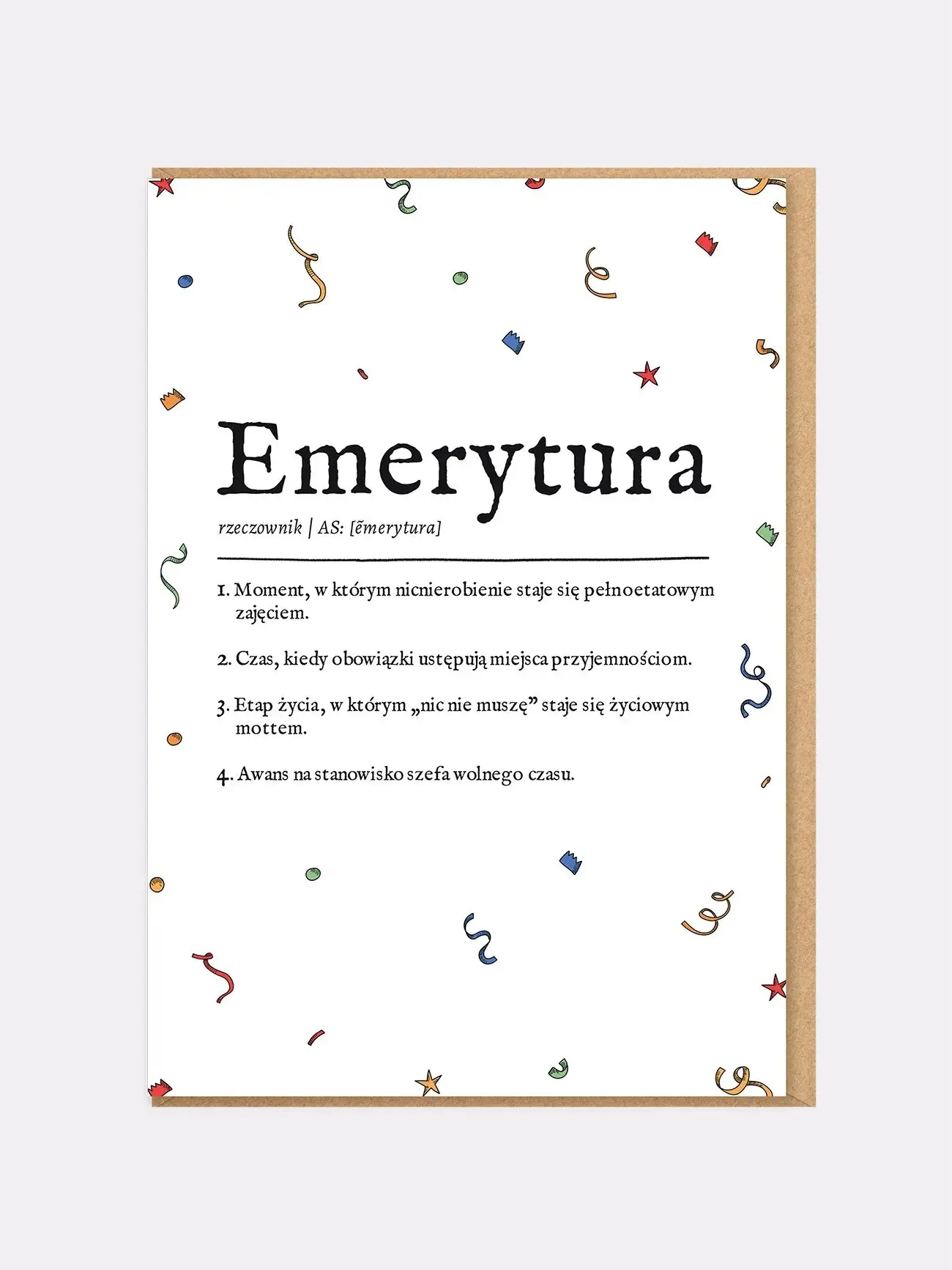 DEFINICJA EMERYTURY / kartka na emeryturę PREZENT NA EMERYTURĘ - Papiernicze i szkolne