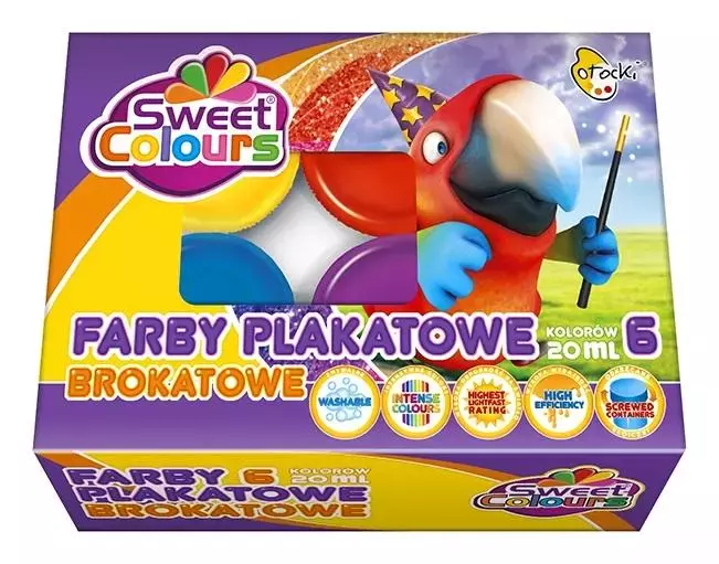 Farby plakatowe brokatowe 6 kolorów 20ml - Papiernicze i szkolne