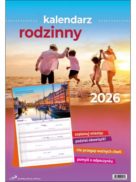 Kalendarz Rodzinny 2026 DUŻY PLANER z miejscem na notatki i grafikami - Książki