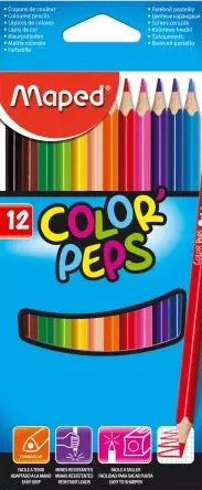 Kredki trójkątne Color'Peps, 12 kolorów - Papiernicze i szkolne