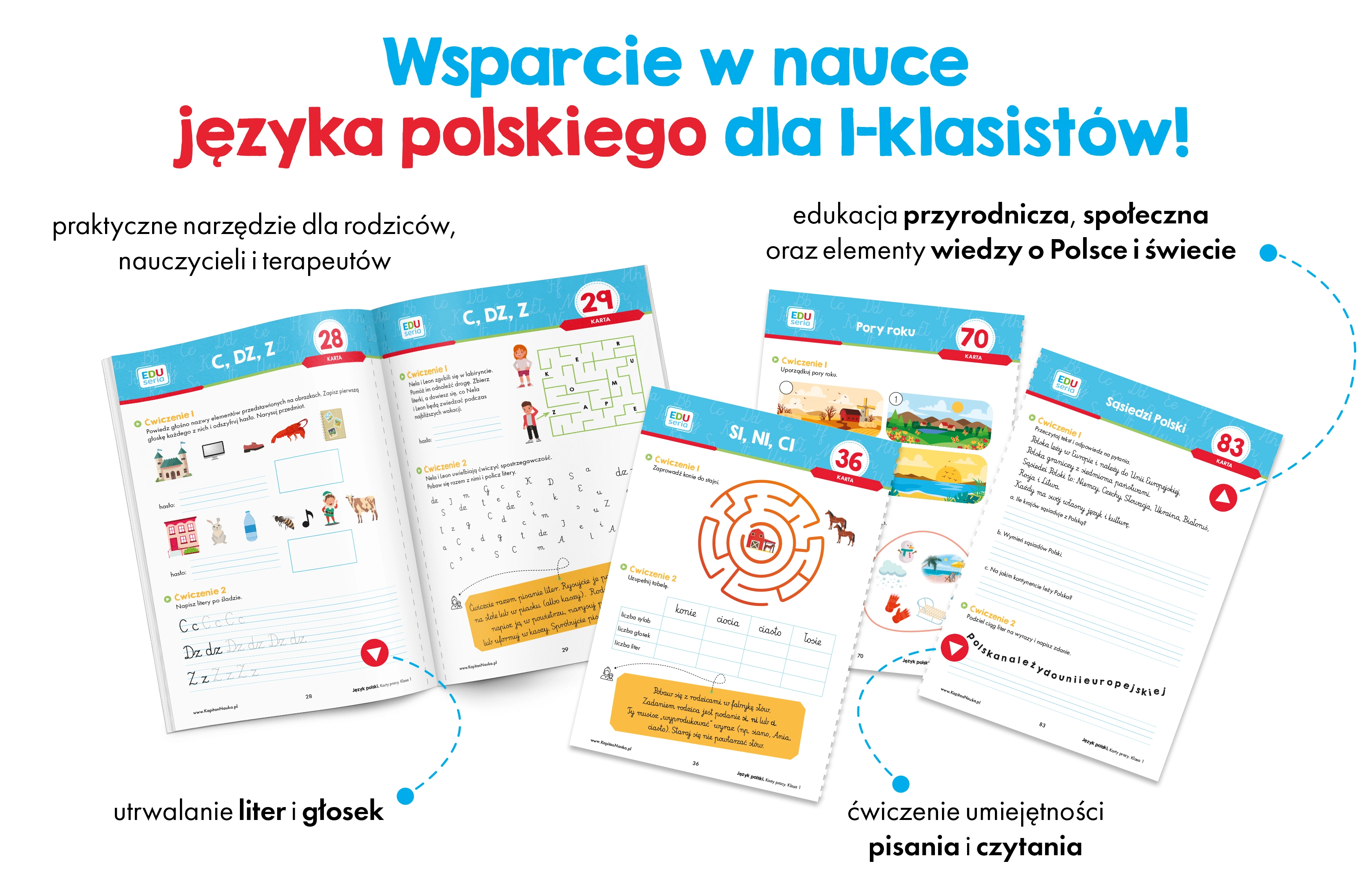 EDUseria. J.Polski. Karty pracy kl.1 Kapitan Nauka - Książki