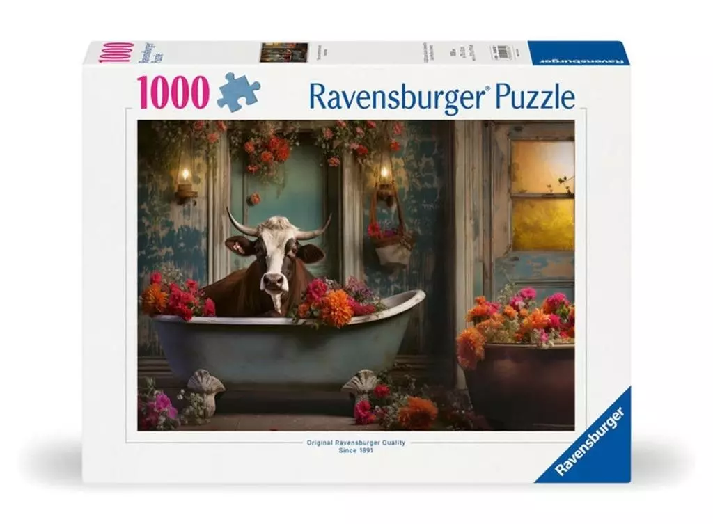 Puzzle 1000 elementów. Krowa w kąpieli - Puzzle
