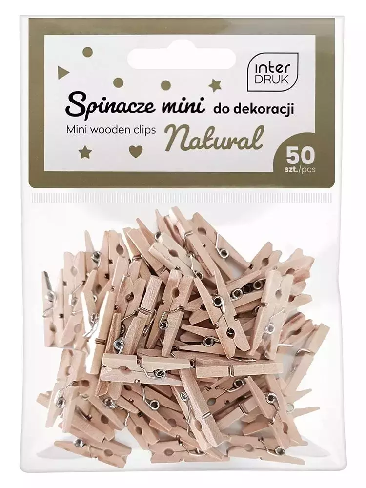 Naturalne spinacze do dekoracji mini 50szt - Papiernicze i szkolne