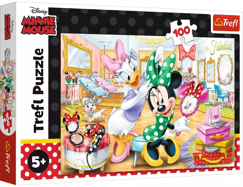 Puzzle 100 elementów. Minnie w salonie kosmetycznym - Puzzle