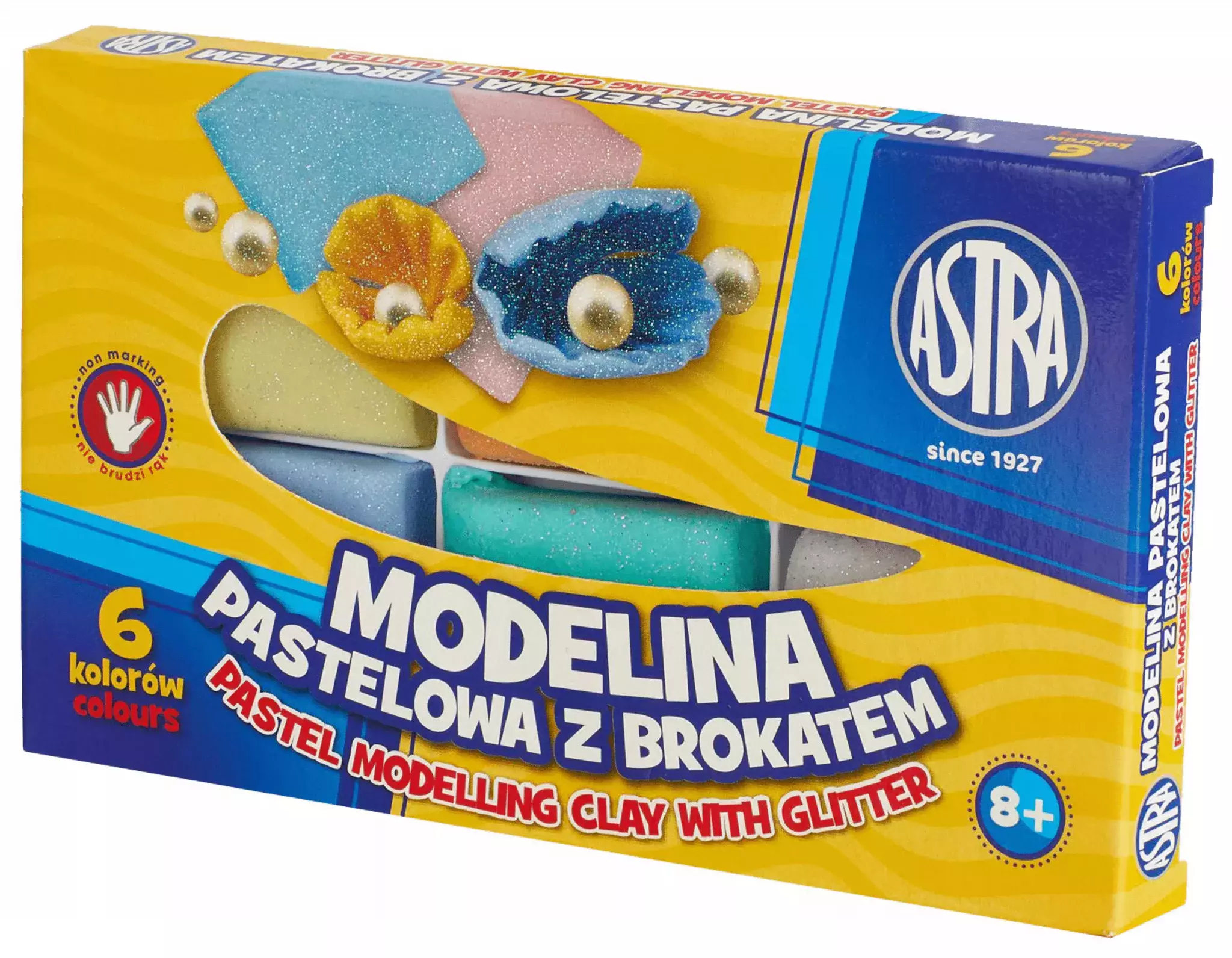 Modelina pastelowa z brokatem, 6 kolorów - Papiernicze i szkolne