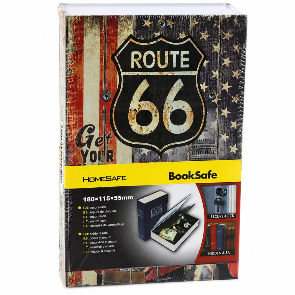 Książka Sejf Na Klucz Mała Kasetka Skrytka Na Pieniądze Route 66 - Papiernicze i szkolne