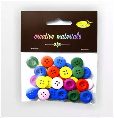Guziki drewniane kolorowe 15mm 15g - Papiernicze