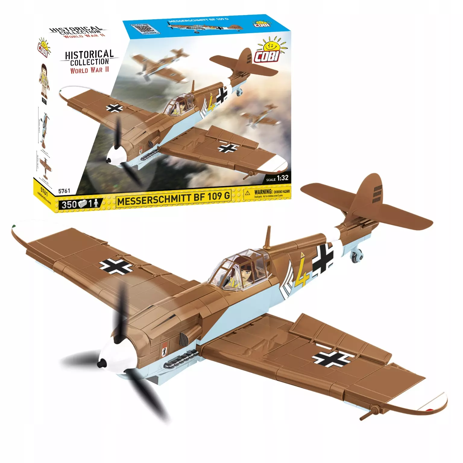 KLOCKI COBI 5761 Samolot Messerschmitt Bf 109 GUSTAV HC WW2 350 El. - Zabawki