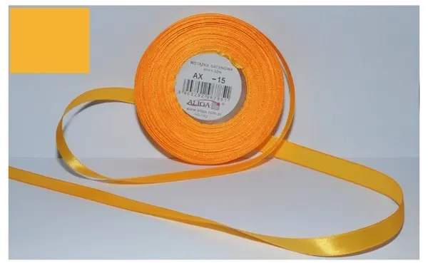 Wstążka satynowa bursztynowa 6 mm 32 mb. AX06-15, Aliga - Papiernicze i szkolne