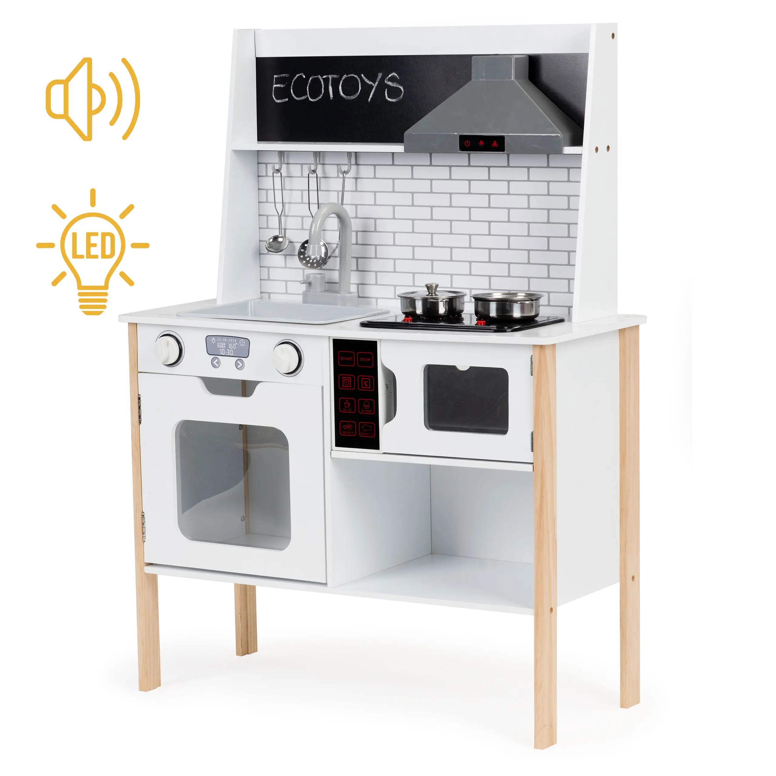 Drewniana kuchnia dla dzieci + dźwięki światełka ECOTOYS - Zabawki