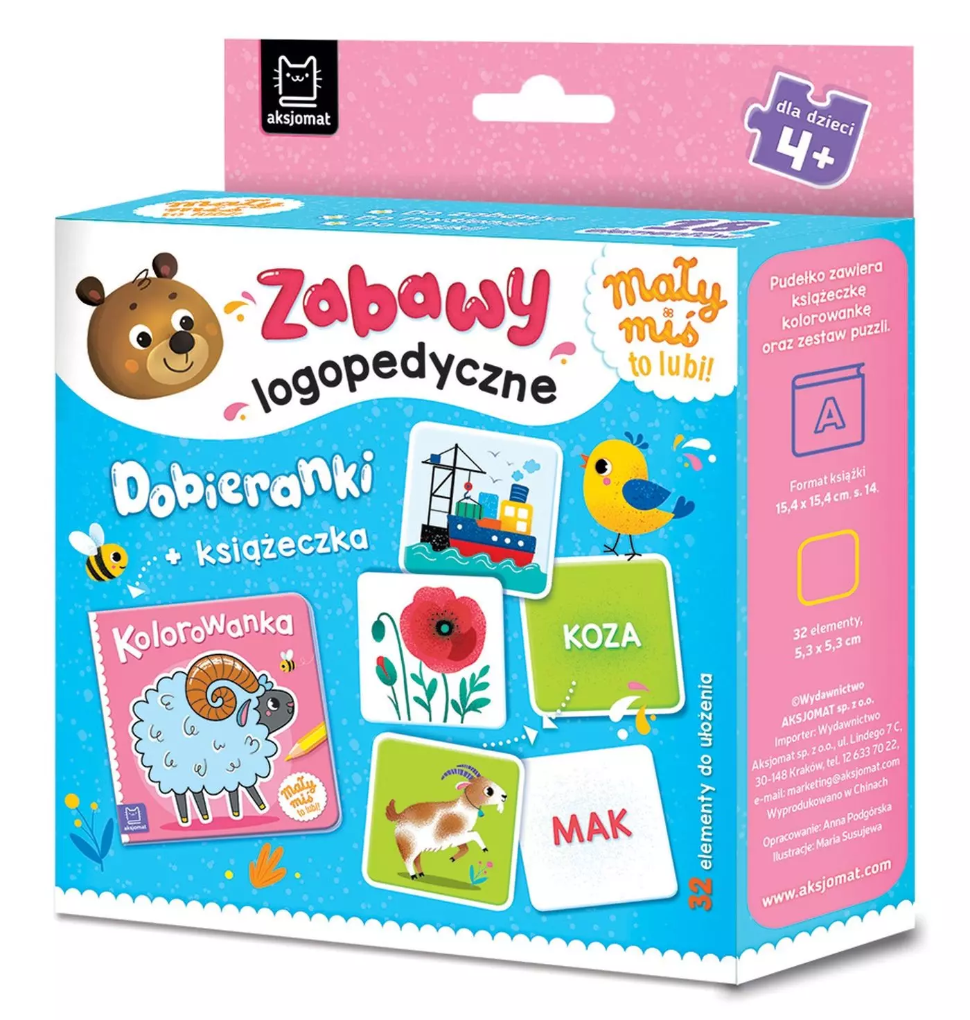 Mały miś to lubi! Zabawy logopedyczne. Dobieranki + książeczka - Książki