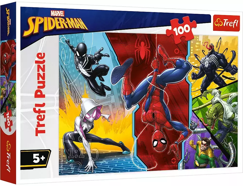Puzzle 100 elementów. Do góry nogami. Marvel. Spiderman - Puzzle