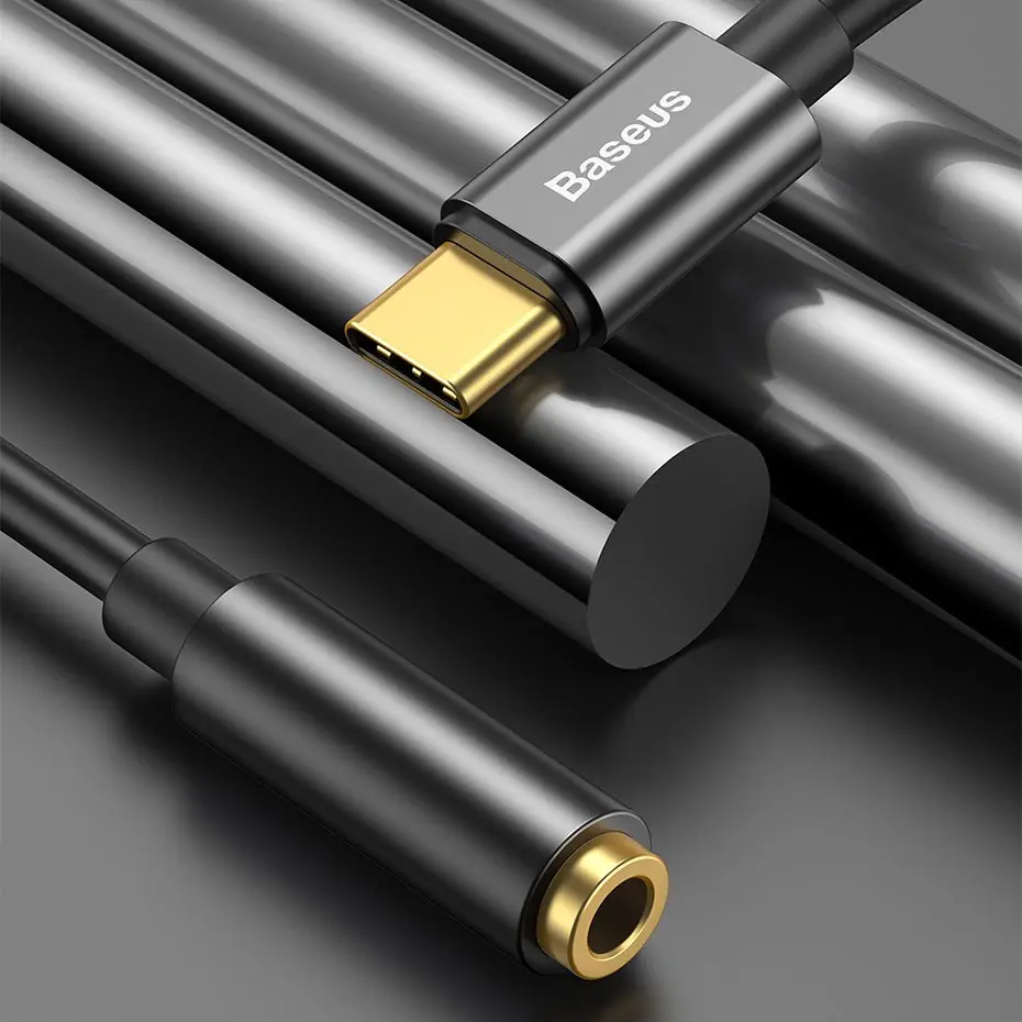 Adapter Baseus L54 do słuchawek USB-C / mini jack 3.5mm DAC 24 bit 48 KHz - czarny - Elektronika i akcesoria