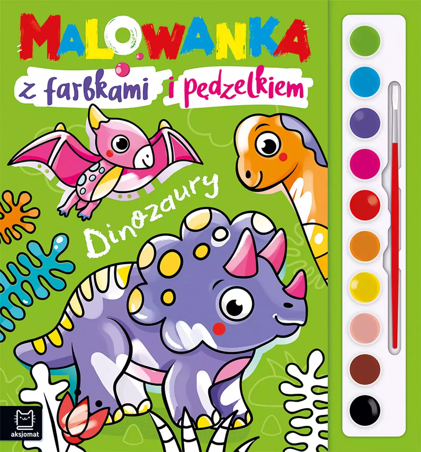 Malowanka z farbkami i pędzelkiem. Dinozaury - Książki