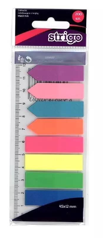 Zakładki indeksujące Neon z linijką 45x12mm STRIGO - Papiernicze i szkolne