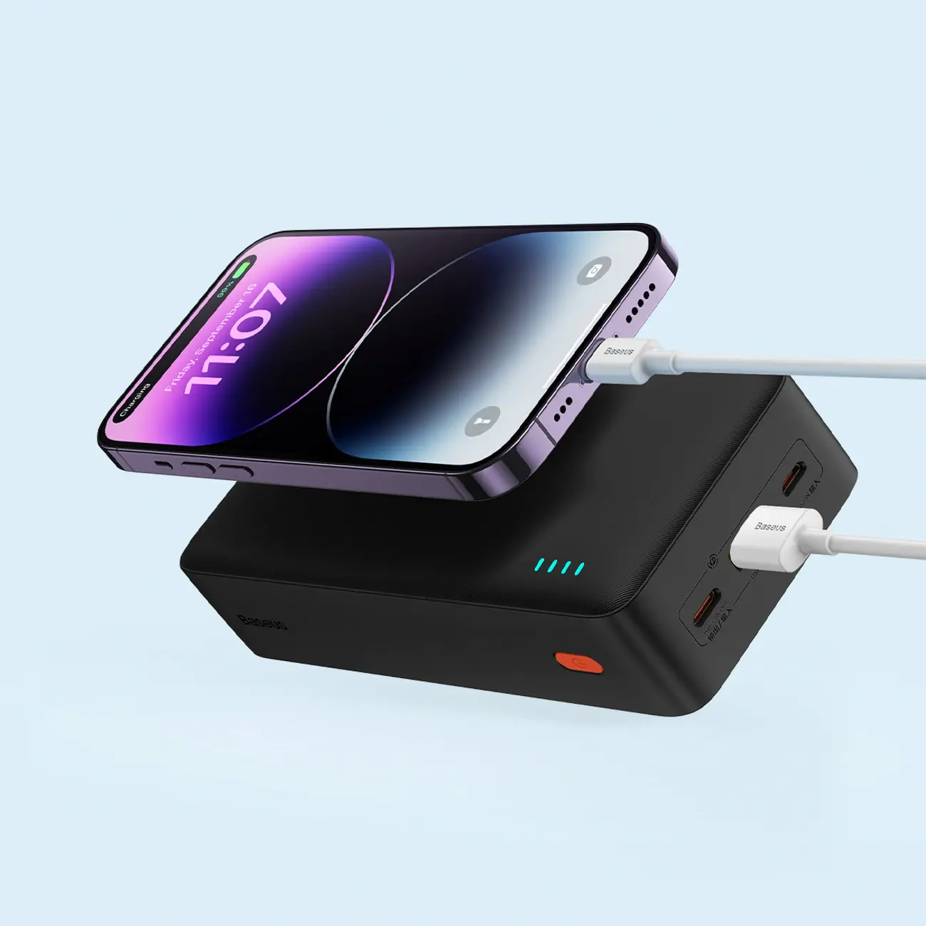 Powerbank Baseus Airpow Fast Charge 20W 30000mAh z kablem USB-C - USB-C 30cm - czarny - Elektronika i akcesoria