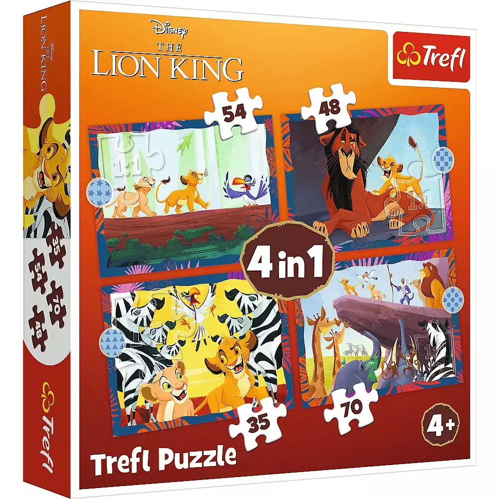 Puzzle 4w1. Król Lew. Odważny Król Lew - Puzzle