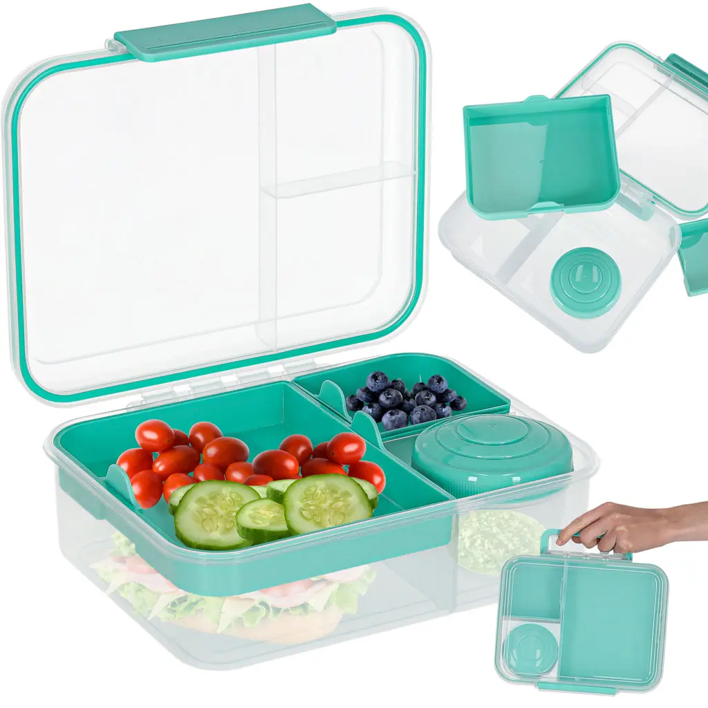 Lunch box śniadaniówka pudełko śniadaniowe z przegródkami dzielone 2200ml miętowe - Elektronika i akcesoria
