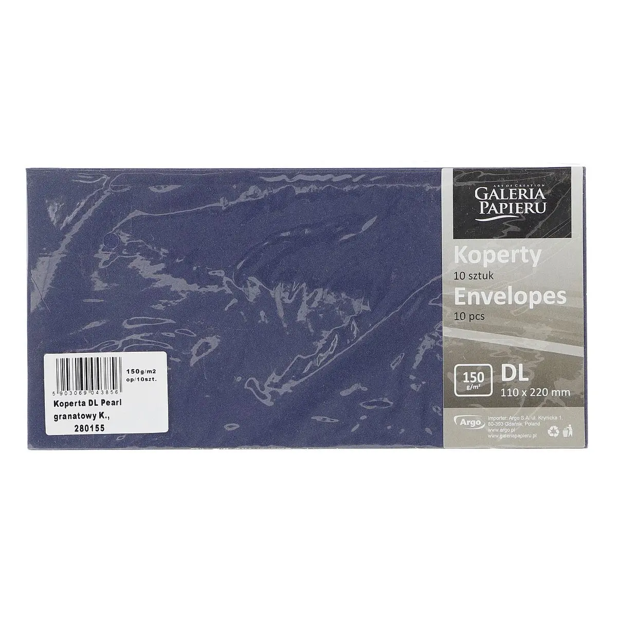Koperta DL pearl granat granatowa [mm:] 110x220 (280155) 10 sztuk - Papiernicze i szkolne