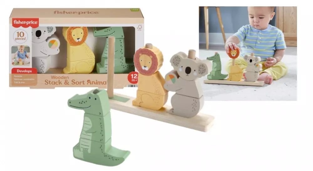 Fisher-Price. HXV04 Wood. Zwierzątka. Układaj i sortuj - Zabawki