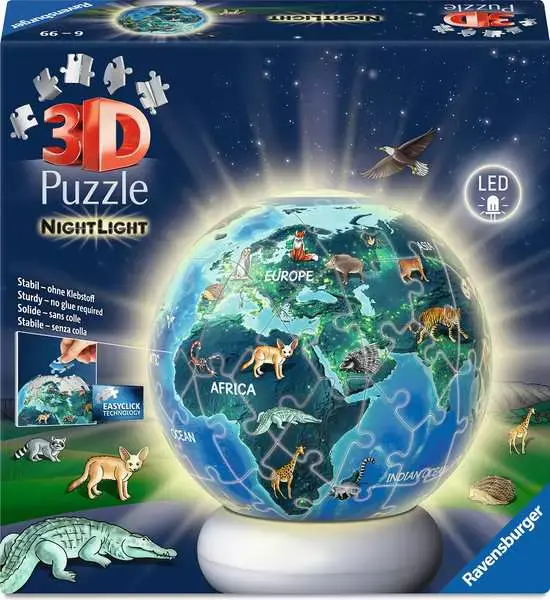 Puzzle 3D 72 elementy. NightLight. Ziemia nocą - Puzzle