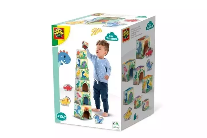SES Wieża z klocków z figurkami dinozaurów - Zabawki