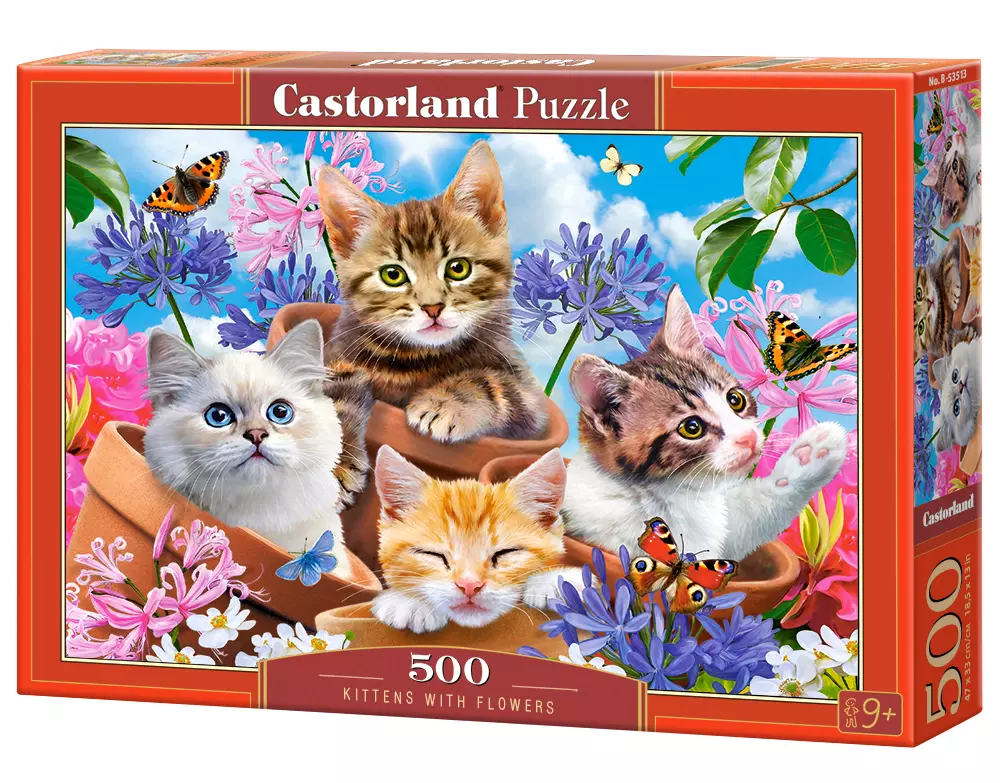 Puzzle 500 elementów. Kociaki z kwiatami - Puzzle