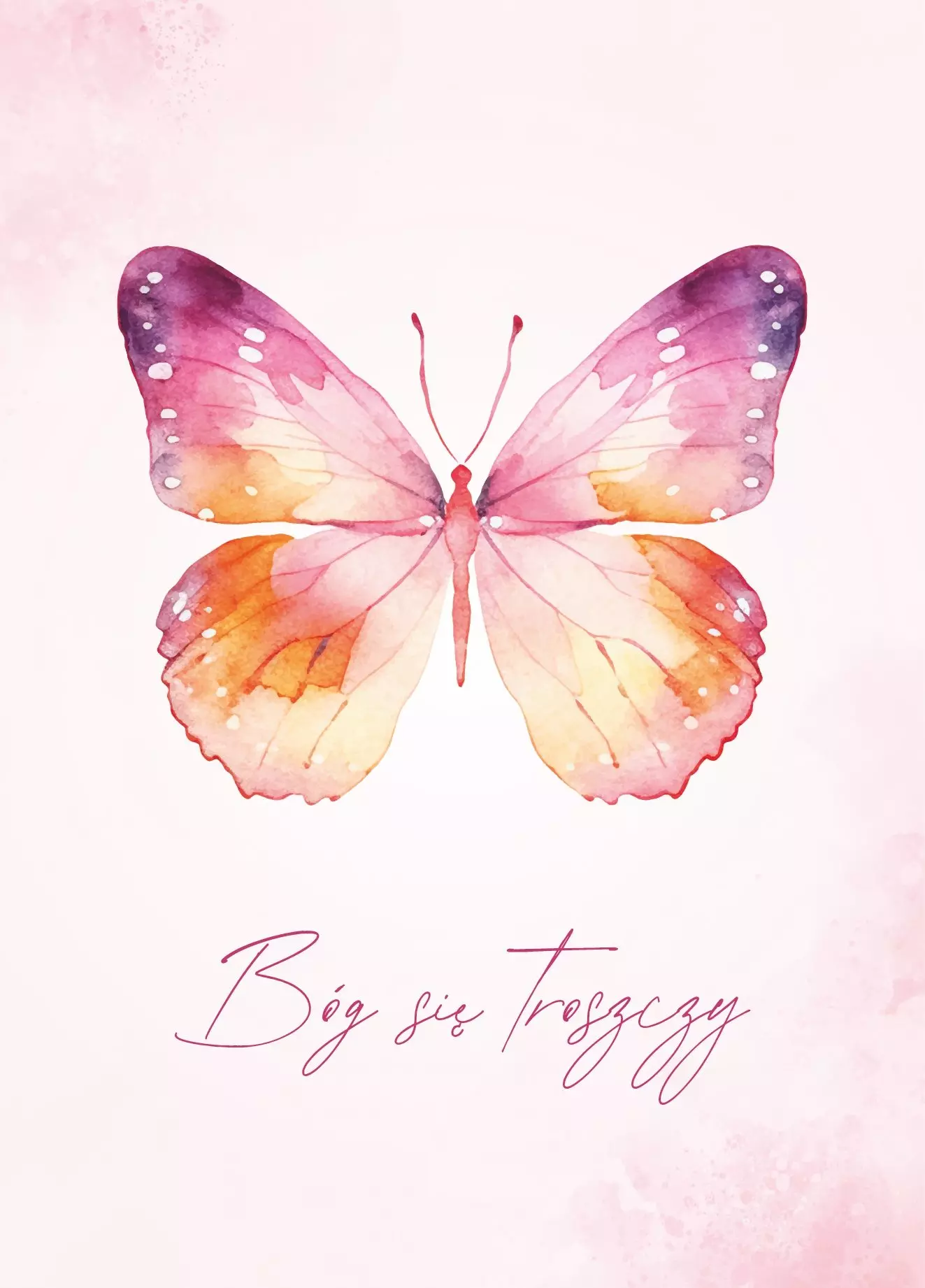 Kartka Bóg się troszczy – motyl - Papiernicze i szkolne