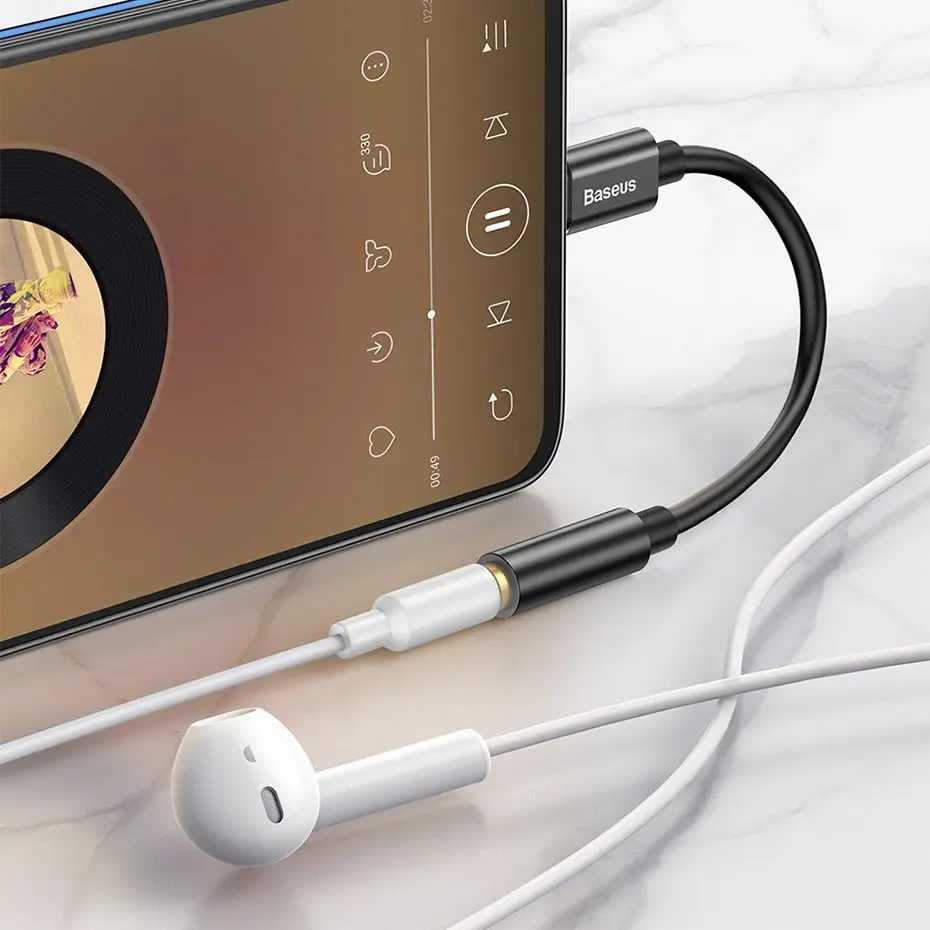 Adapter Baseus L54 do słuchawek USB-C / mini jack 3.5mm DAC 24 bit 48 KHz - czarny - Elektronika i akcesoria